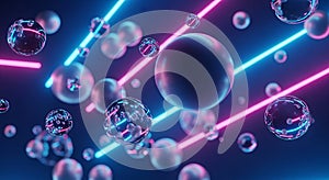 Abstract Neon Spheres and Lines A Futuristic Composition