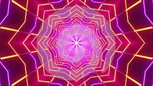 Abstract neon star glowing 3d illustration vj loop