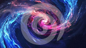 Abstract Neon Swirls and Spirals in Cosmic Nebula Background