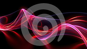 Abstract Neon Wallpaper 3d Lightly Twisted Ribbon Glowing Lines Over Black Background Red Tone V1 Generrative Ai