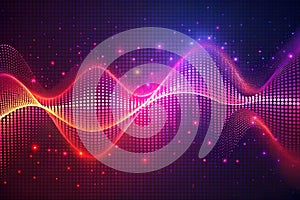 Abstract Neon Wave Pattern With Glowing Dots And Particles image