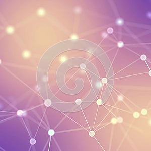 Abstract network background featuring interconnected nodes and lines on a gradient