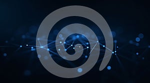 Abstract Blue Network Connection Concept with Glowing Nodes and Lines Represents Data Flow and Interconnectivity