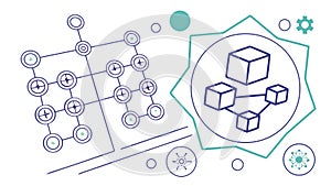 Abstract Network Blockchain Cubes Data Security Technology Vector, vector design Generative AI