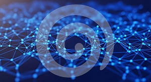 Abstract network of blue glowing dots connected by lines, representing data flow and connectivity