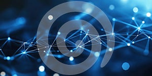 Abstract network of blue glowing lines and dots representing technology