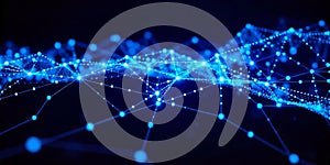 Abstract Network of Blue Lights Connecting Points