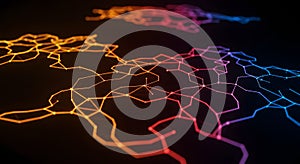 Abstract network of connected lines and points with gradient colors