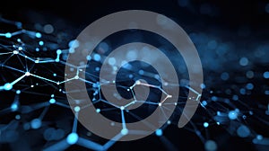 Abstract network of connected nodes forming a complex geometric structure