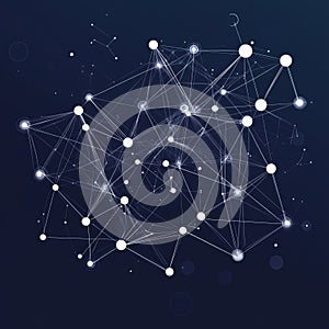 Abstract network of connected nodes and lines on dark background