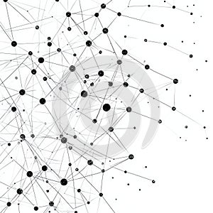 Abstract network of connected nodes and lines on white background