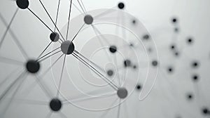 Abstract network of connected spheres on a white background