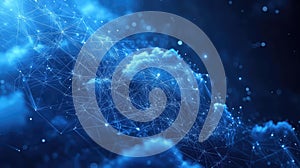 Abstract network connecting digital nodes in cloud computing concept