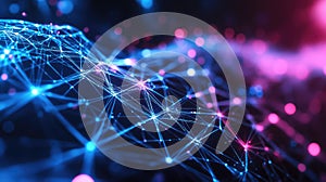 Abstract network connecting dots and lines in digital space