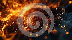 Digital network connecting glowing particles data technology background