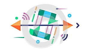 Abstract Network Connection Arrows Icon, Digital Data Flow Vector, vector design Generative AI