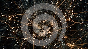 Abstract Network Connection Background: Data Flow, Neural Network, Artificial Intelligence, Futuristic Technology