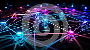 Abstract Network Connection Background With Nodes And Lines Glow