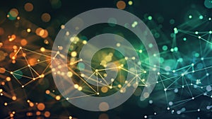Abstract Network Connection Background With Plexus Lines, Dots, And Gradient Bokeh