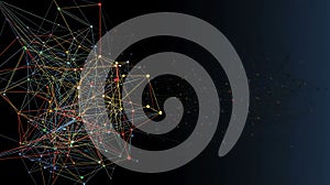 Abstract Network Connection Background with Colorful Nodes and Lines representing Global Connectivity and Data Flow