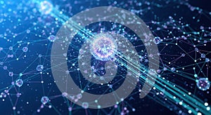 Abstract network connection with central node and data points