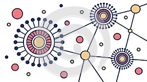 Abstract network connection with colorful interconnected nodes, data visualization, vector design Generative AI