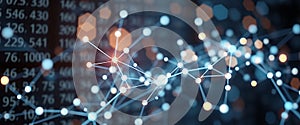 Abstract Network Connection with Data Background and Glowing Points