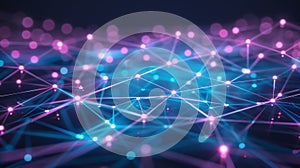 Abstract Network Connection: Data Flow, Artificial Intelligence, Neural Network Concept