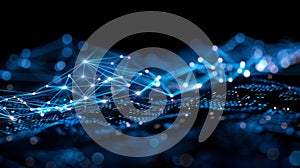 Abstract Network Connection: Data Flow, Artificial Intelligence, Neural Network, Deep Learning Concept