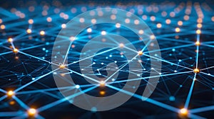 Abstract Network Connection: Data Flow, Blockchain Technology, Neural Network, Cyber Security Concept