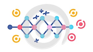 Abstract Network Connection, Data Flow Digital Technology Icon, vector design Generative AI