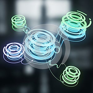 Abstract Network Connection Data Flow, Spiral Nodes