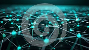 Abstract Network Connection: Data Nodes, Blockchain Technology, AI Concept