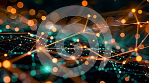 Abstract Network Connection: Data Nodes, Lines And Dots, Artificial Intelligence