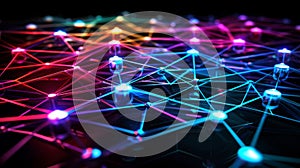Abstract Network Connection - Data Transmission Visualization In Vibrant Colors