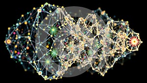 Abstract network connection, digital data flow and technology background, tech mesh, Stock Photo, Generative AI