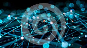 Abstract Network Connection, Digital Data Stream, Blockchain Technology Background