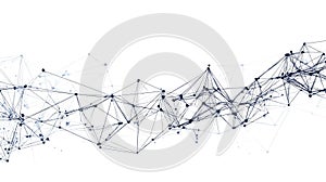 Abstract Network Connection: Elegant Dark Blue Nodes and Lines on White Background.  Ideal for Technology, AI, Big Data,