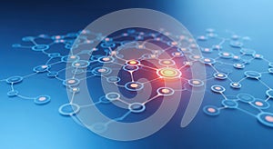 Abstract network connection with glowing central node