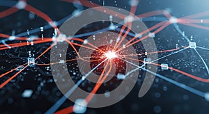 Abstract Network Connection with Glowing Central Node