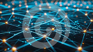 Abstract Network Connection, Glowing Dots And Lines Background