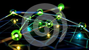 Abstract Network Connection With Glowing Nodes, Data Visualization