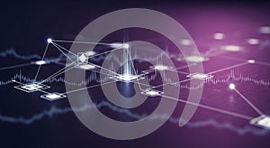 Abstract network connection with glowing nodes and data visualization