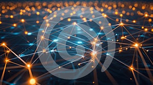 Abstract Network Connection With Glowing Nodes