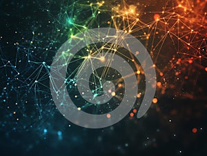 Abstract Network Connection: Glowing Nodes and Lines, Digital Technology Background. Perfect for tech, AI, science, communication