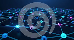 Abstract Network Connection with Glowing Nodes and Lines