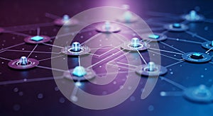 Abstract Network Connection with Glowing Nodes and Lines Representing Data Flow and Digital Communication