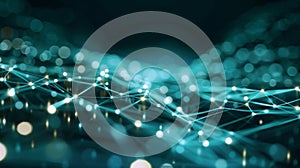 Abstract Network Connection, Glowing Nodes And Lines