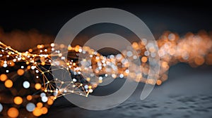 Abstract Network Connection Glowing Orange and White Nodes