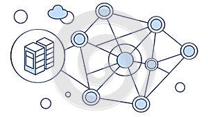 Abstract network connection icon, digital links, data flow, global communication, vector design Generative AI